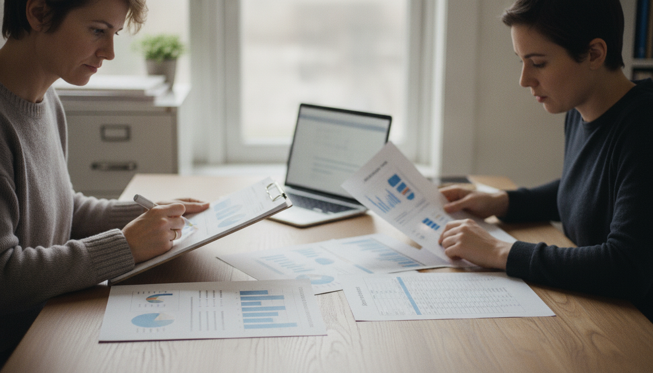 Small business team comparing different AI visibility reports