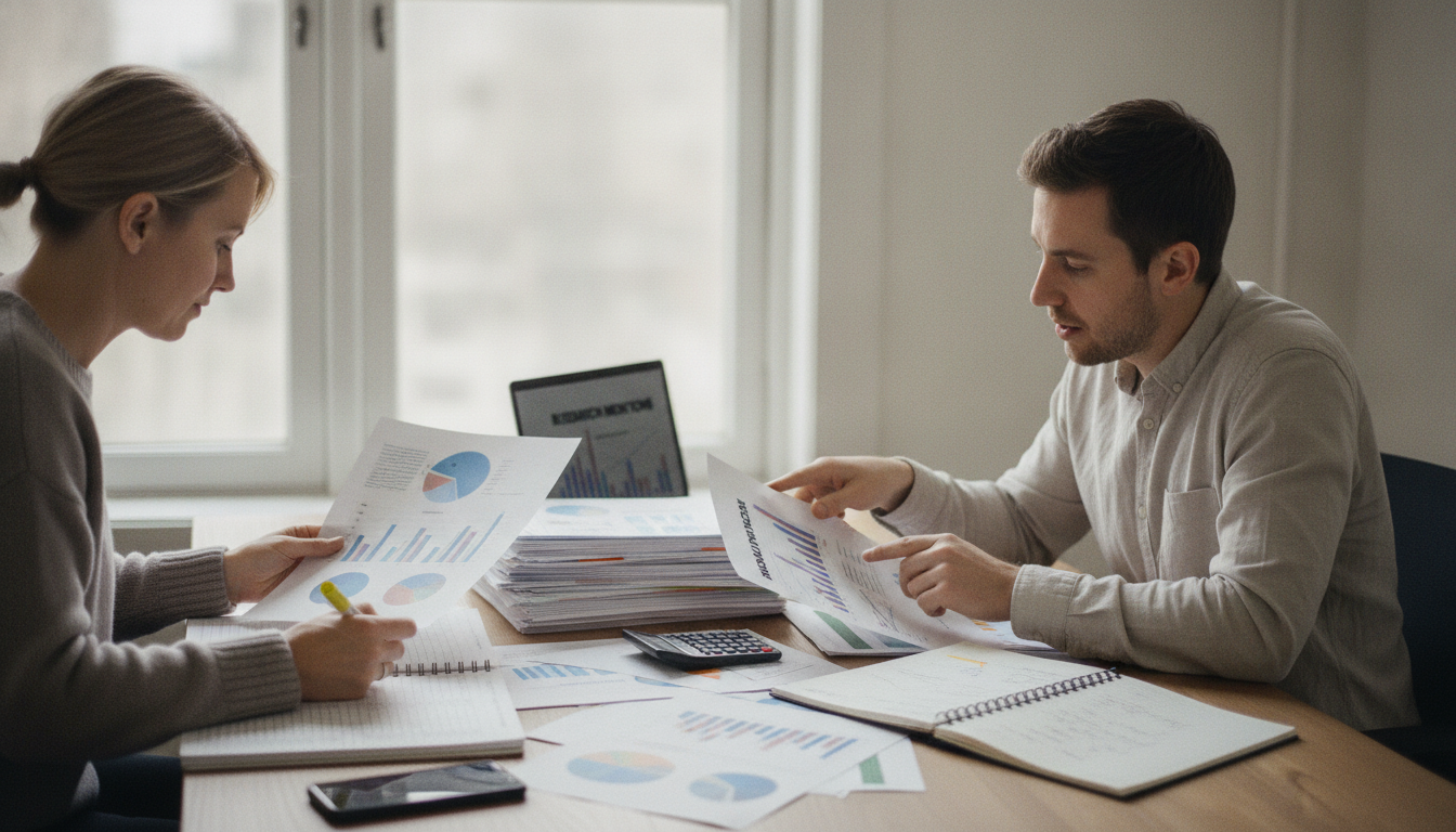 Analysts reviewing report scores and mention counts