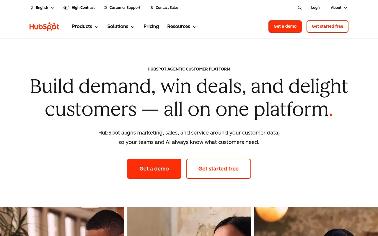 Screenshot of the HubSpot AEO homepage — HubSpot AEO: best for marketers already inside HubSpot