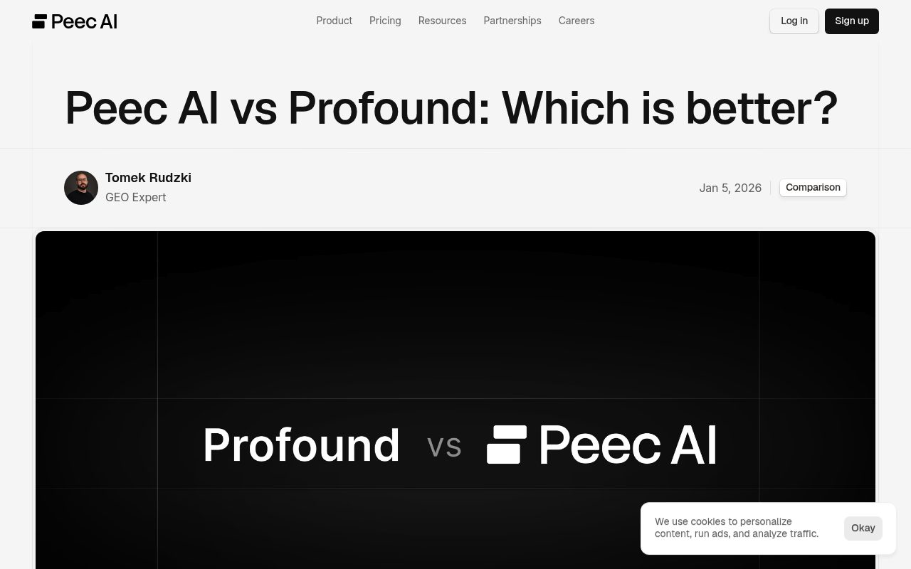 Screenshot of the Peec AI comparison page — Peec AI: Best for Agencies Needing Unlimited Seats